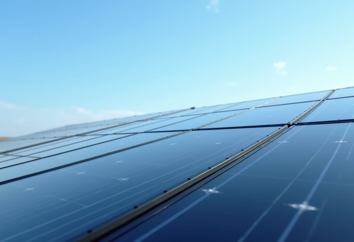 Close up of black solar panels